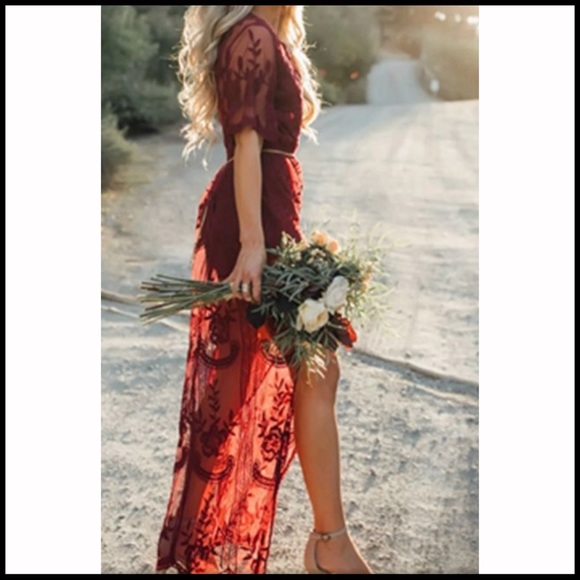 Deep V Lace Maxi - Picture 5 of 8